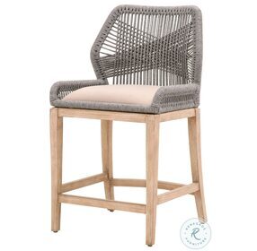 Woven Platinum Rope and Light Gray Loom Counter Height Stool
