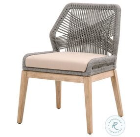 Woven Platinum Rope and Light Gray Loom Dining Chair Set of 2
