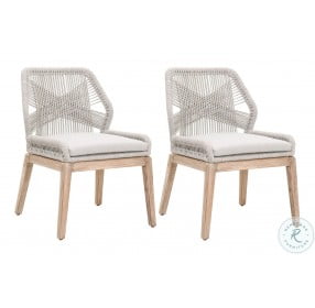 Loom Performance Pumice And Taupe White Flat Rope Dining Chair Set Of 2