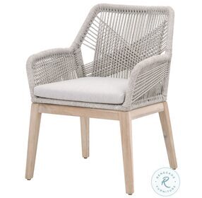 Woven Taupe White Flat Rope And Pumice Loom Outdoor Arm Chair Set of 2