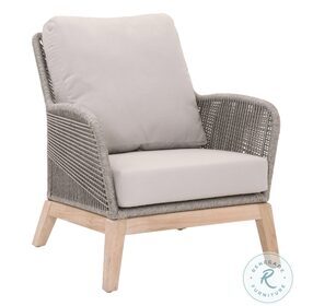 Woven Platinum And Smoke Gray Teak Loom Outdoor Club Chair