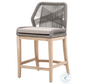 Woven Platinum Rope and Smoke Gray Loom Outdoor Counter Height Stool