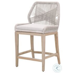 Woven Taupe White Flat Rope and Pumice Loom Outdoor Counter Height Stool