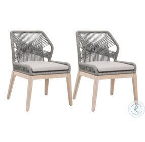 Woven Platinum And Smoke Gray Teak Loom Outdoor Dining Chair Set Of 2