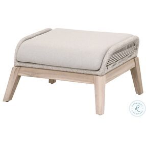 Loom Performance Pumice And Taupe White Flat Rope Outdoor Footstool