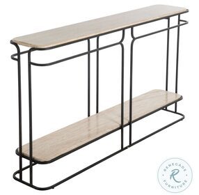 Louise Textured Matte Black And Limestone Console Table