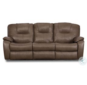 Avalon Taupe Leather Power Headrest Reclining Sofa With Usb