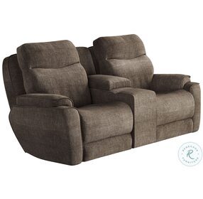 Show Stopper Brindle Double Reclining Console Loveseat with Hidden Cupholders