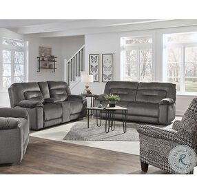 Low Key Charcoal Power Reclining Living Room Set with Power Headrest