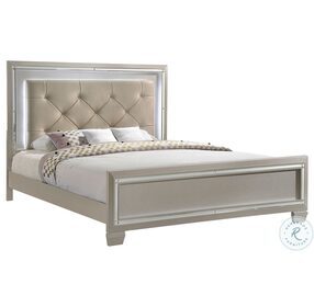 Glamour Champagne Queen Upholstered Panel Bed