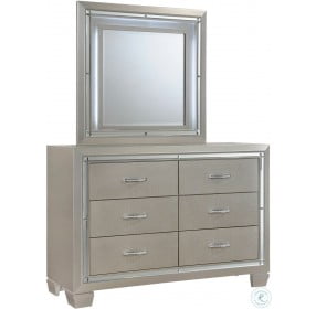 Glamour Youth Champagne Dresser With Mirror And Led Light Set
