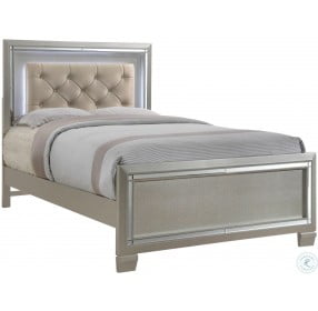 Glamour Champagne Youth Full Upholstered Panel Bed