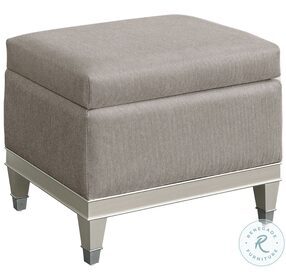 Zoey Silver Vanity Upholstered Storage Bench