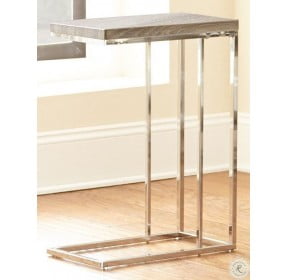 Lucia Gray And Chrome Silvershield 3D Laminate Chairside End Table