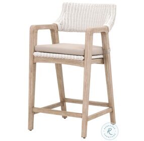Lucia Light Gray And White Rattan Counter Height Stool