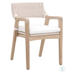 Lucia Performance White Speckle And Pure White Synthetic Wicker Outdoor Arm Chair
