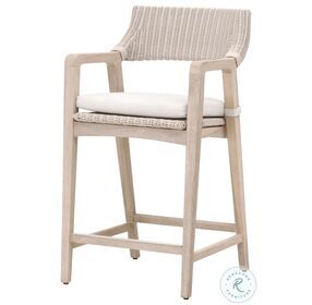 Lucia Performance White Speckle And Pure Synthetic Wicker Outdoor Counter Height Stool