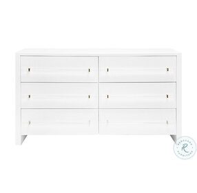 Luke Glossy White Lacquer With Acrylic And Polished Nickel 6 Drawer Dresser