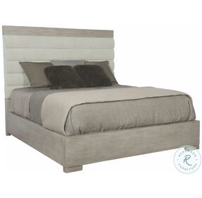 Linea Cerused Greige Queen Upholstered Channel Bed