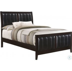 Luke Antique Black Full Upholstered Panel Bed