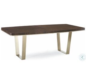 Modern Streamline Aged Bourbon And Smoked Bronze Extendable Dining Table