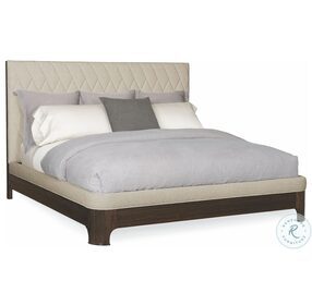 Modern Streamline Aged Bourbon Diamond Quilted Queen Upholstered Panel Bed