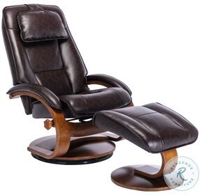 Brampton Whiskey Air Leather Swivel Recliner With Ottoman