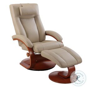 Relax-R Cobblestone Top Grain Leather Hamilton Recliner and Ottoman with Pillow