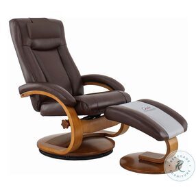 Relax-R Whisky Air Leather Hamilton Recliner and Ottoman with Pillow