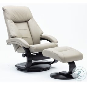 Relax-R Putty Top Grain Leather Montreal Recliner and Ottoman with Pillow