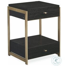 Modern Artisan Remix Black Stained Ash And Bronze Gold Metal Nightstand