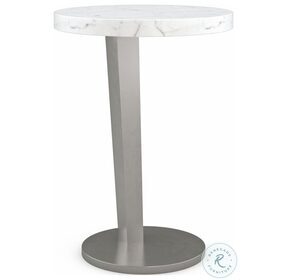 La Moda Smoked Stainless And White Marble Tall Spot Table