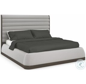 La Moda Grey And Sepia King Upholstered Panel Bed