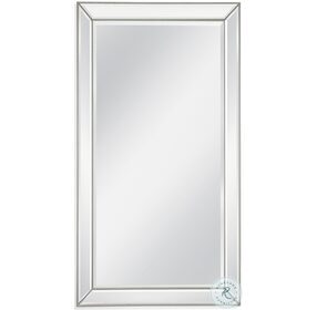 Ashley High Gloss White And Silver Rectangular Floor Mirror