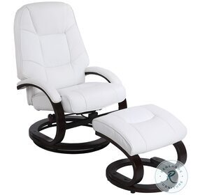 Sundsvall White And Chocolate Recliner with Ottoman
