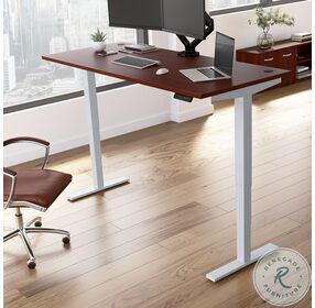 Move 40 Series Hansen Cherry And Cool Gray Metallic 72" Adjustable Height Standing Home Office Set