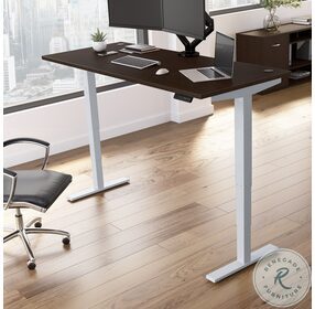 Move 40 Series Mocha Cherry And Cool Gray Metallic 72" Adjustable Height Standing Home Office Set