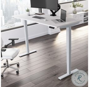 Move 40 Series White And Cool Gray Metallic 72" Adjustable Height Standing Home Office Set