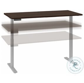 Move 60 Black Walnut 60" Electric Adjustable Height Standing Desk With Cool Grey Metallic Base