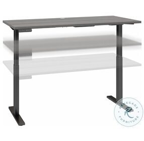 Move 60 Platinum Grey 60" Electric Adjustable Height Standing Desk With Black Base
