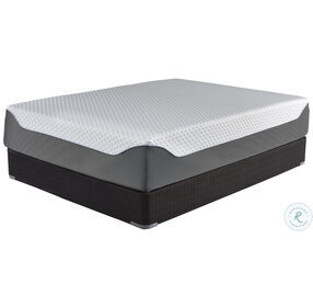 Chime Elite 14" White and Blue King Ultra Plush Mattress with Foundation