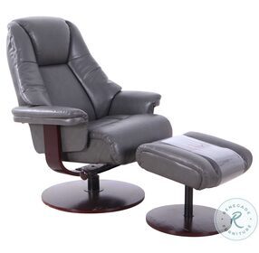 Relax-R Charcoal Air Leather Lindley Recliner and Ottoman