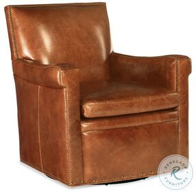 Jilian Warm Caramel Leather Swivel Club Chair