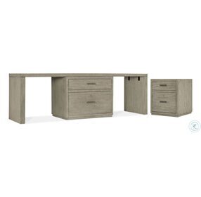 Linville Falls Soft Smoked Gray 96" Home Office Set with Centered Lateral File Cabinet