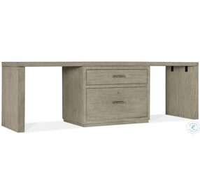 Linville Falls Soft Smoked Gray 96" Desk with Centered Lateral File Cabinet