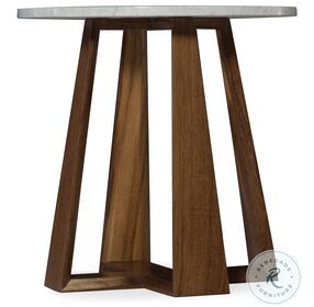 Luca White Marble And Medium Wood End Table
