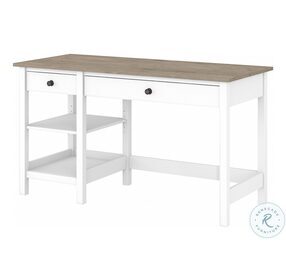 Mayfield Shiplap Gray And Pure White 54" Computer Desk With Shelves