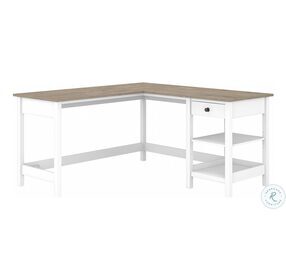Mayfield Shiplap Gray And Pure White 60" L Shaped Computer Desk With Storage