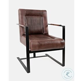 Maguire Dark Sienna Leather Sled Accent Chair
