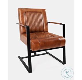 Maguire Saddle Leather Sled Accent Chair